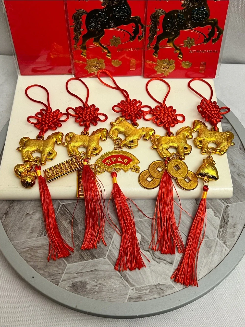 Winlyn Chinese New Year Horse Hanging Ornaments Red Envelopes Decor Set New Lot